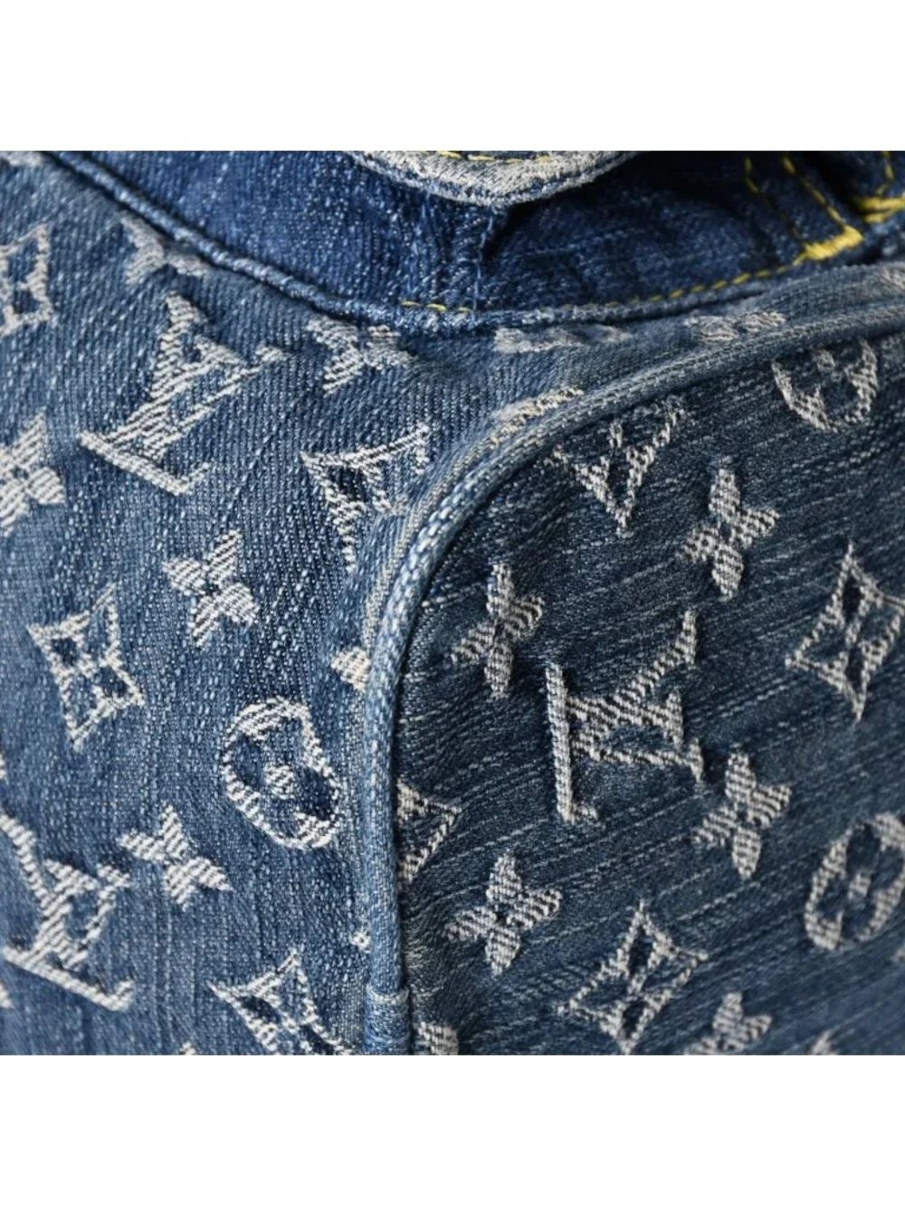 Louis Vuitton Neo Speedy Handbag Monogram Denim Indigo Blue Gold